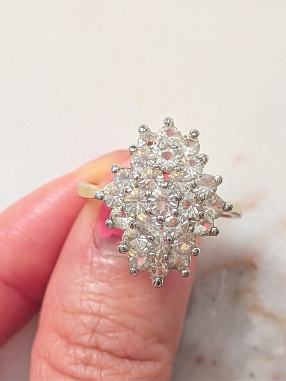 Vintage 70s 14K TGF Gold Filled Tiered Cluster Statement Ring 8.5